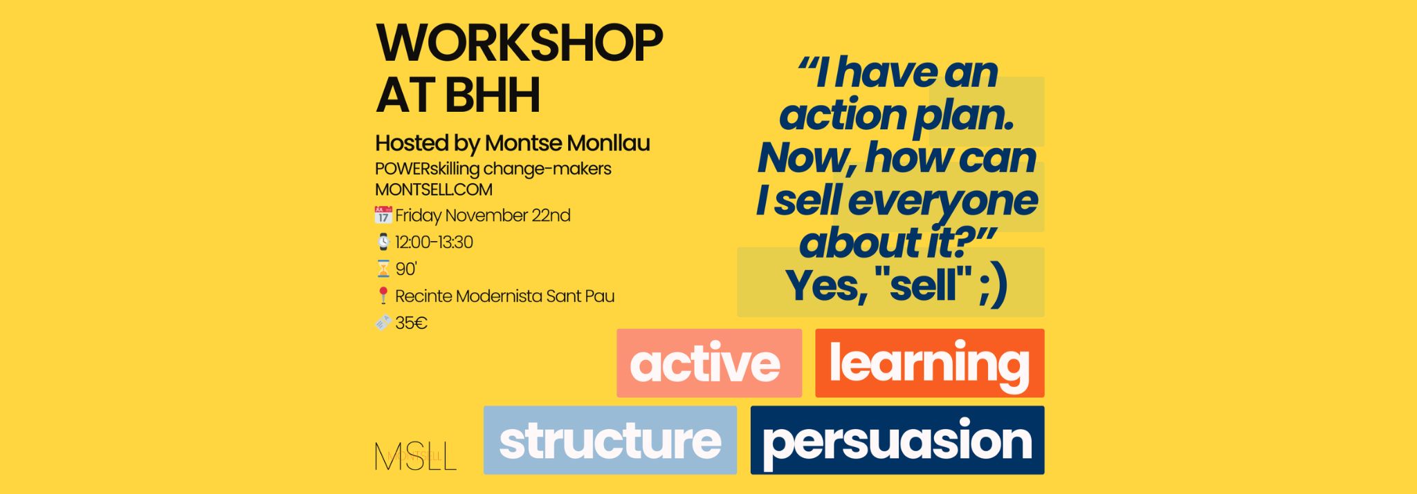 Join the worskshop by BHH provider Montse Monllau at the Hub